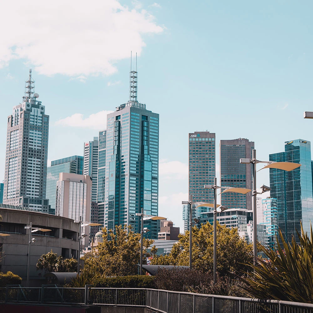 View of tall buildings in Melbourne City