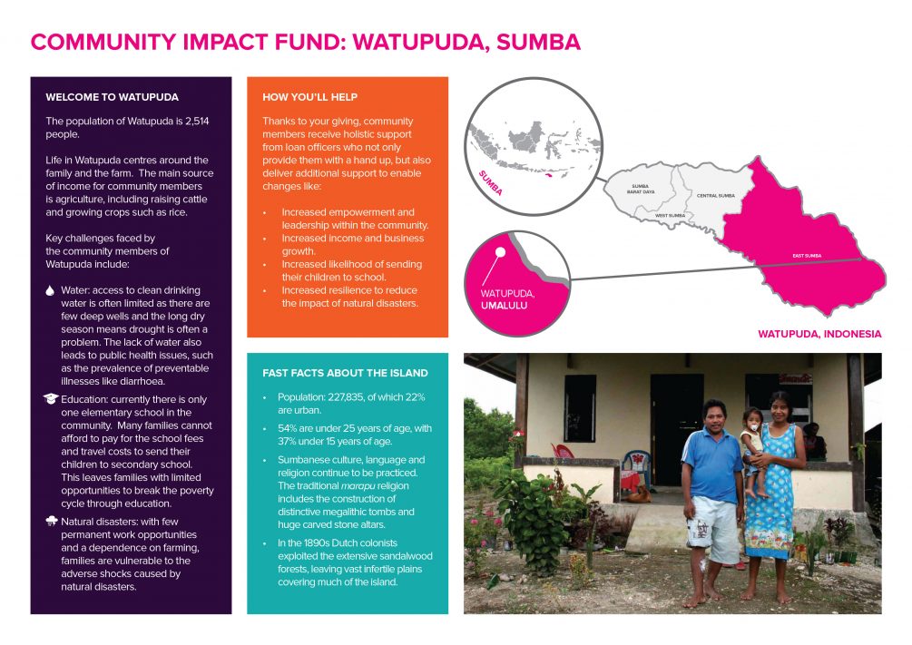Infographic about the Community Impact Fund in Watupuda, Sumba